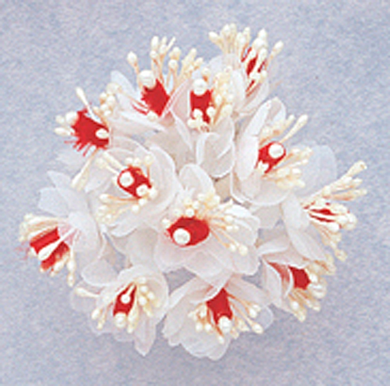 1 Red Satin Ribbon Flowers with Pearl - Pack of 144